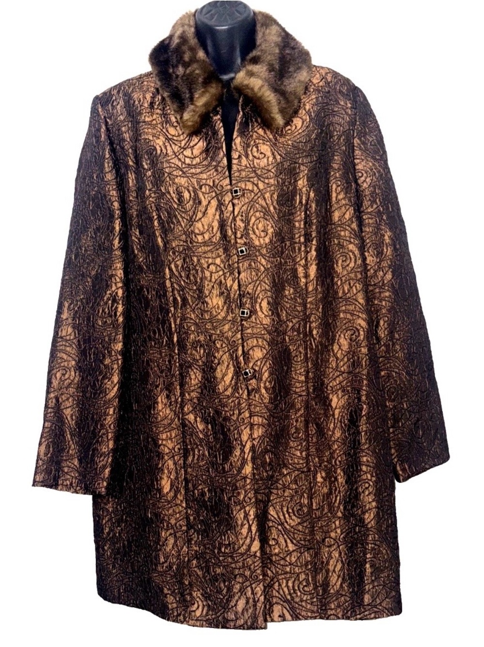 Joseph Ribkoff 14 textured button front swing jacket Brown textured crinkle